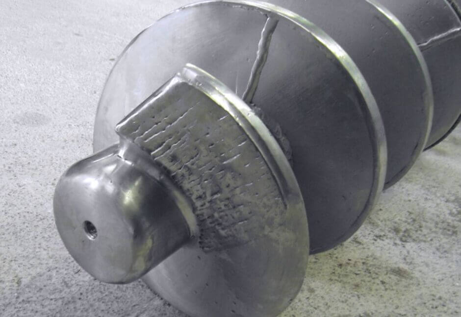 Advanced wear on a wash press screw shaft Advanced wear on a wash press screw shaft