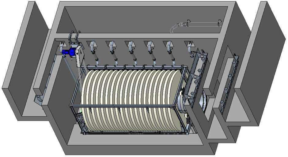 Filtration chamber with HUBER Pile Cloth Media Filter RotaFilt® Filtration chamber with HUBER Pile Cloth Media Filter RotaFilt®