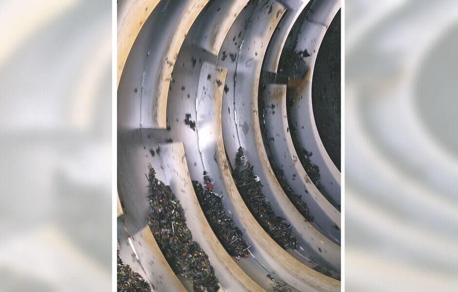 Pro Umdrehung 50 Liter abgesiebtes Rechengut Pro Umdrehung 50 Liter abgesiebtes Rechengut