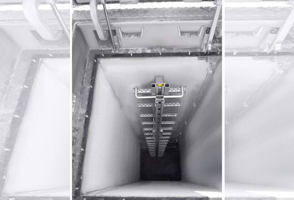 HUBER safety climbing device with integrated safety guard rail SiS3 HUBER safety climbing device with integrated safety guard rail SiS3