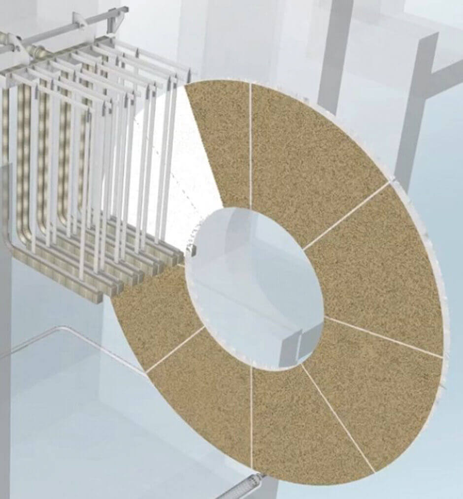Filter cleaning process in a HUBER Pile Cloth Media Filter Rotafilt® Filter cleaning process in a HUBER Pile Cloth Media Filter Rotafilt®
