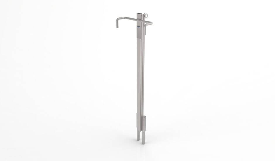 Insertable HUBER entrance aid with guard rail EH FSS and with additional pivoted design, type EH FSS D, exposed detail view Insertable HUBER entrance aid with guard rail EH FSS and with additional pivoted design, type EH FSS D, exposed detail view