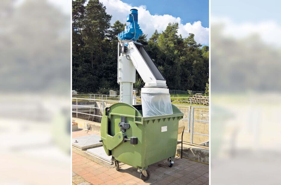 Screenings discharge into a bagger for odour-free disposal Screenings discharge into a bagger for odour-free disposal