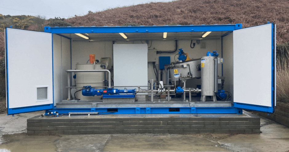 HUBER Containerised S-DISC Sludge Thickener for Dwr Cymru Welsh Water at St Davids STW