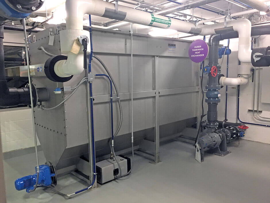 HUBER Wastewater Heat Exchanger RoWin installed in boiler room