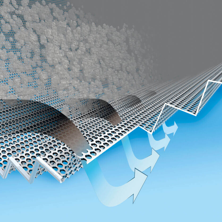 Design sketch: Folded perforated plate Star with increased screen surface Design sketch: Folded perforated plate Star with increased screen surface