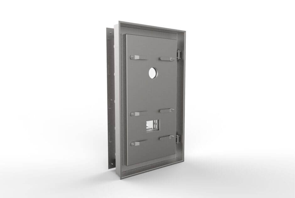 HUBER pressure-tight door TT7 with inspection hatch and spotlight for setting in concrete HUBER pressure-tight door TT7 with inspection hatch and spotlight for setting in concrete