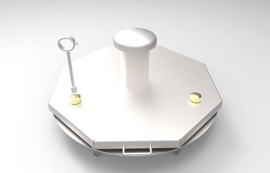 Certified attack-proof HUBER manhole cover, resistance class RC3 to prevent forced access