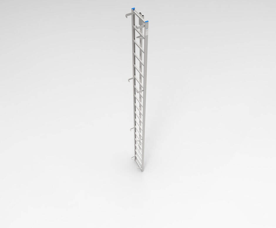 Escada de acesso de segurança HUBER com corrimão de segurança SiS2, vista exposta Escada de acesso de segurança HUBER com corrimão de segurança SiS2, vista exposta