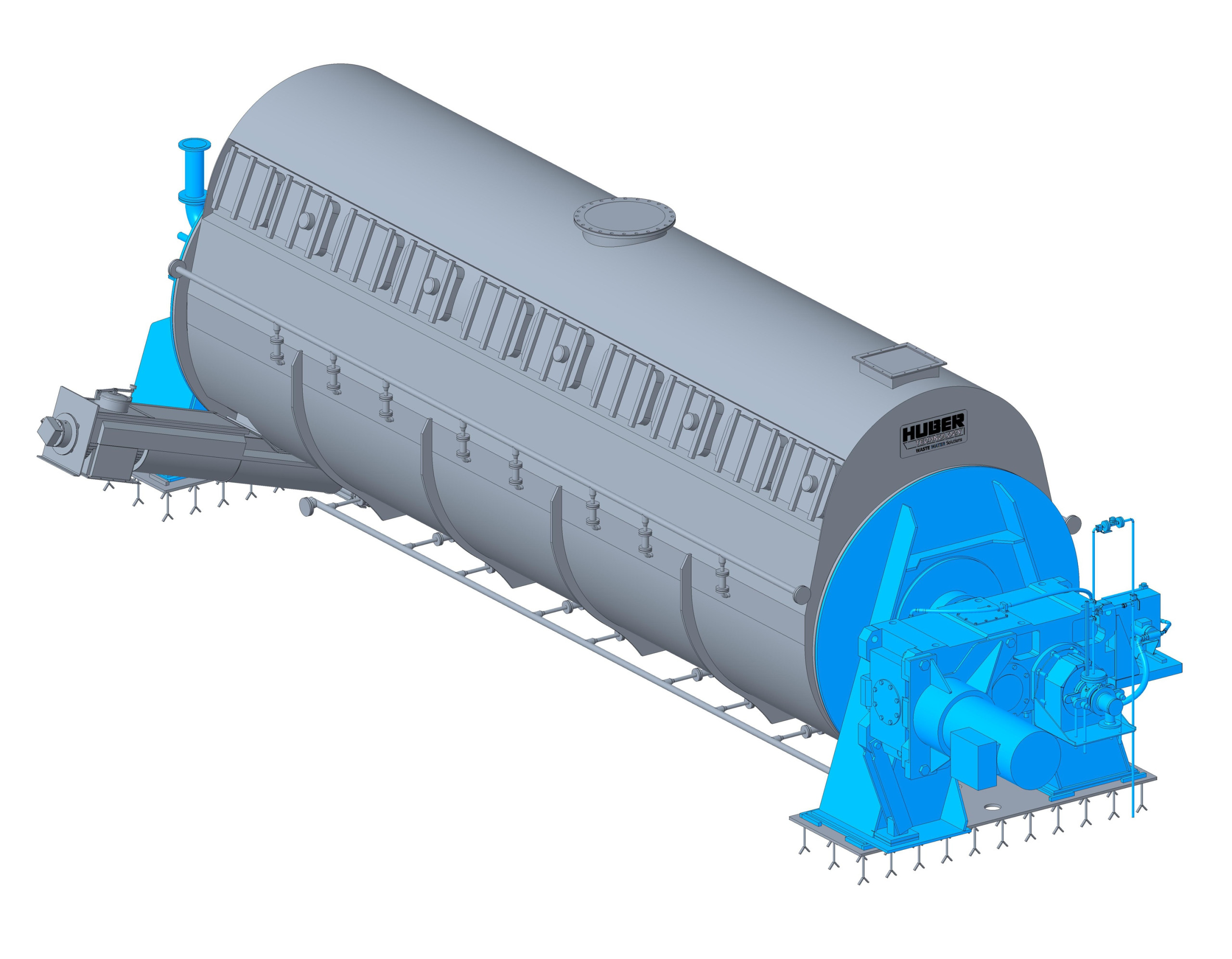3D model of the HUBER Disc Dryer RotaDry® with inclined discharge screw 3D model of the HUBER Disc Dryer RotaDry® with inclined discharge screw