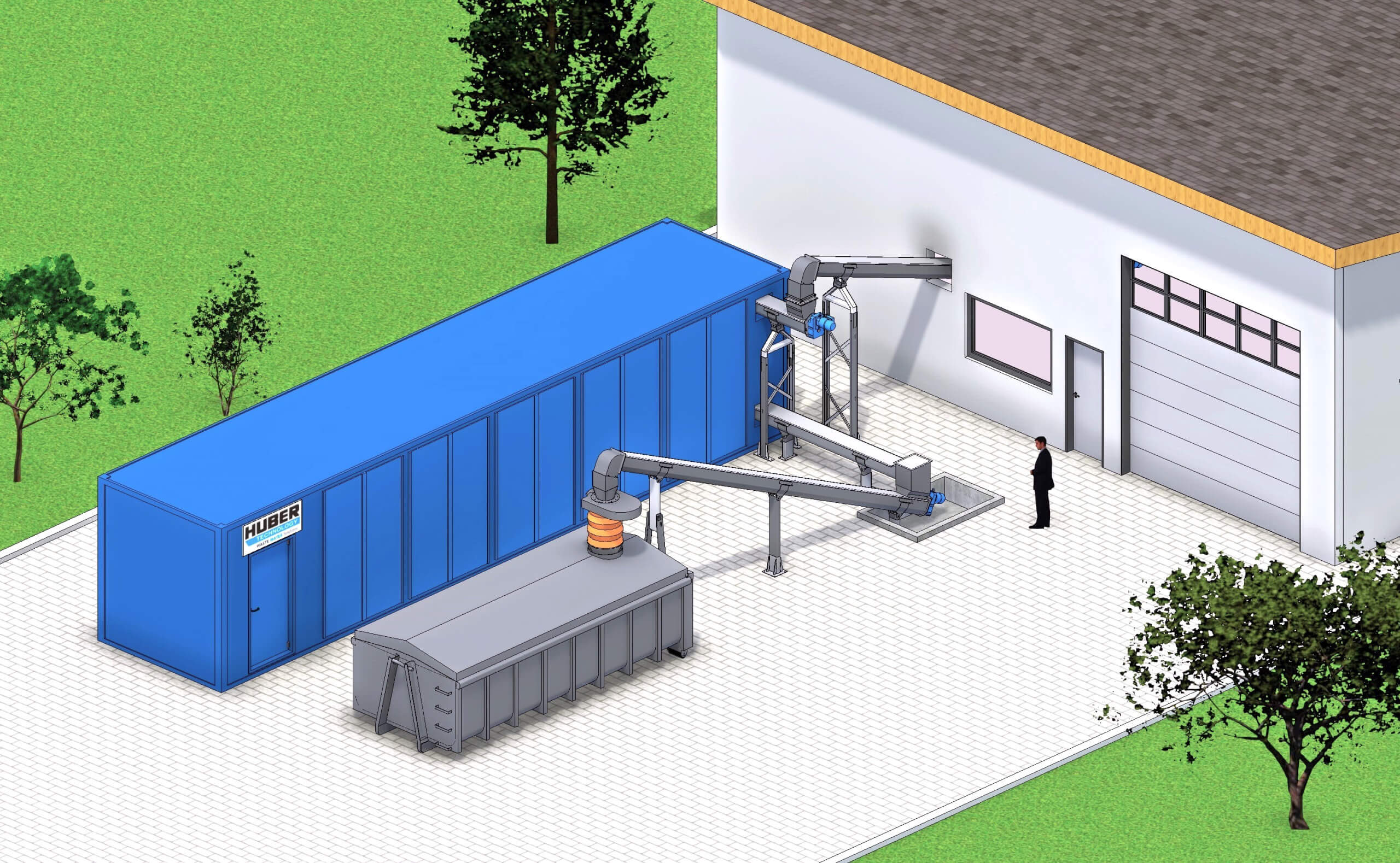 Der neue HUBER Kaltlufttrockner HPS im Container mit Schlammzu- und -abfuhr Der neue HUBER Kaltlufttrockner HPS im Container mit Schlammzu- und -abfuhr