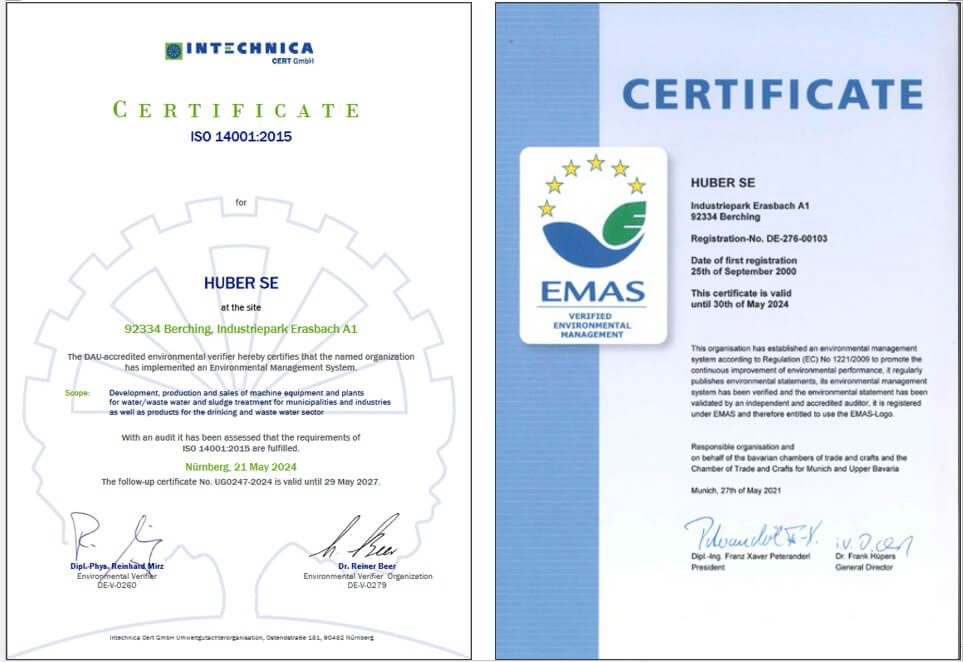 Certificate for ISO 14001 and EMAS Certificate for ISO 14001 and EMAS