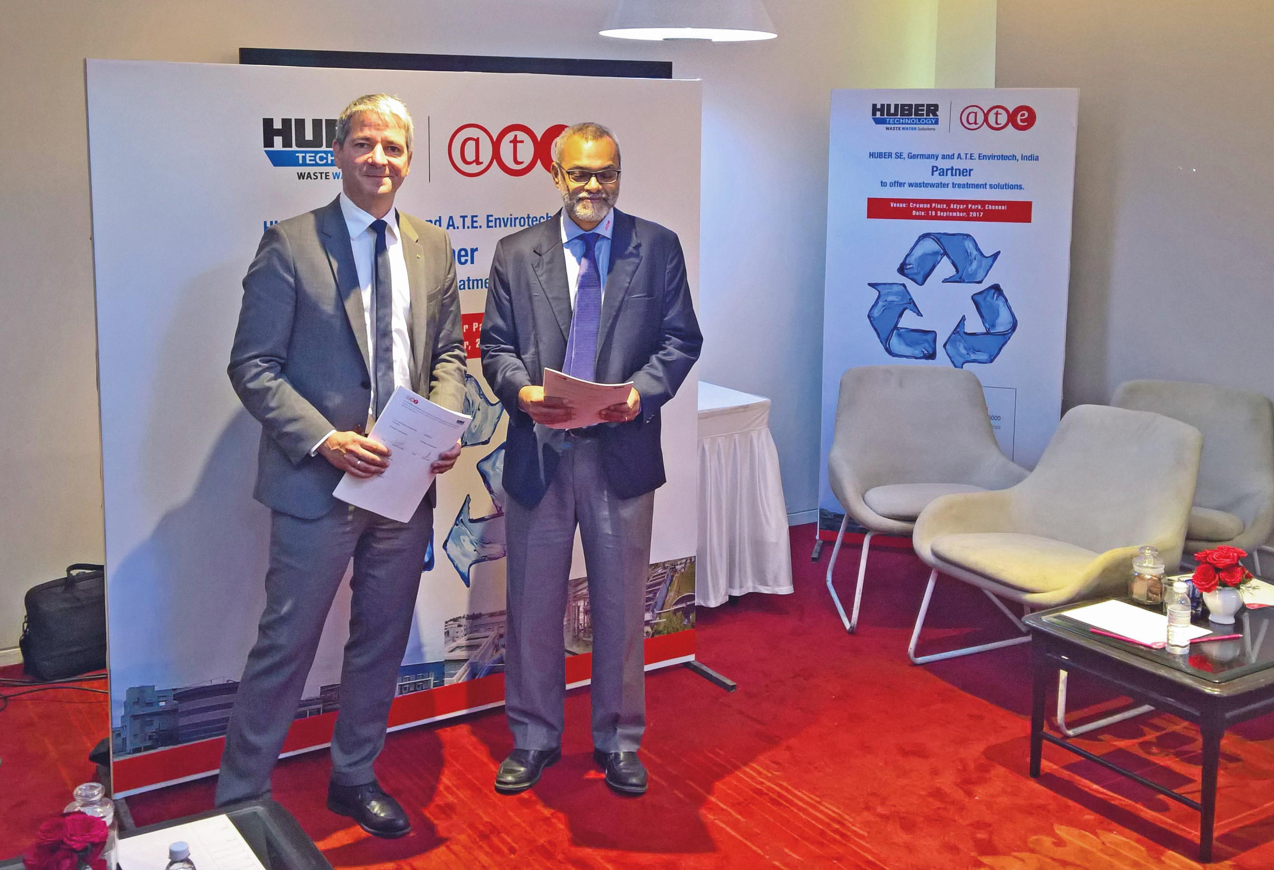 CEO Georg Huber signing the documents for the HUBER and ATE Group joint venture agreement CEO Georg Huber signing the documents for the HUBER and ATE Group joint venture agreement