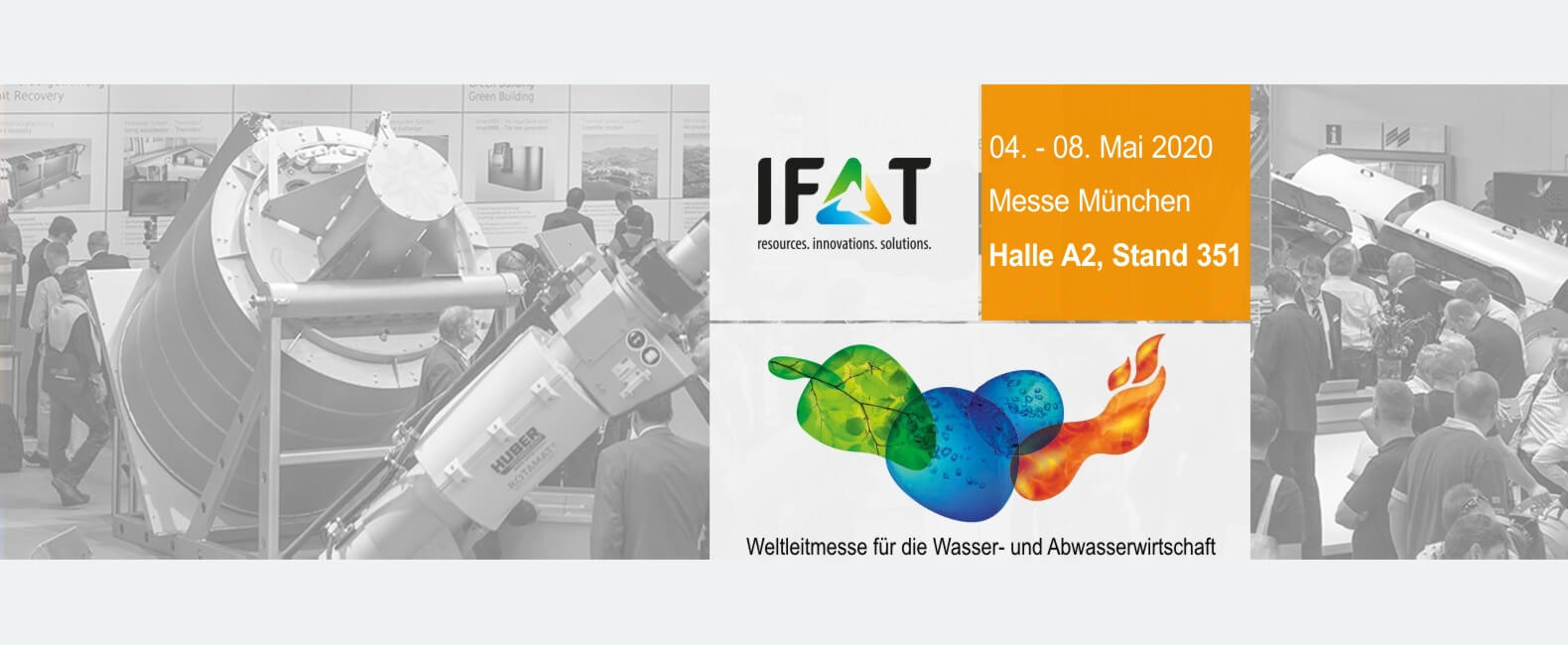 IFAT 2020 in München : Besuchen Sie HUBER in Halle A2, Stand 351