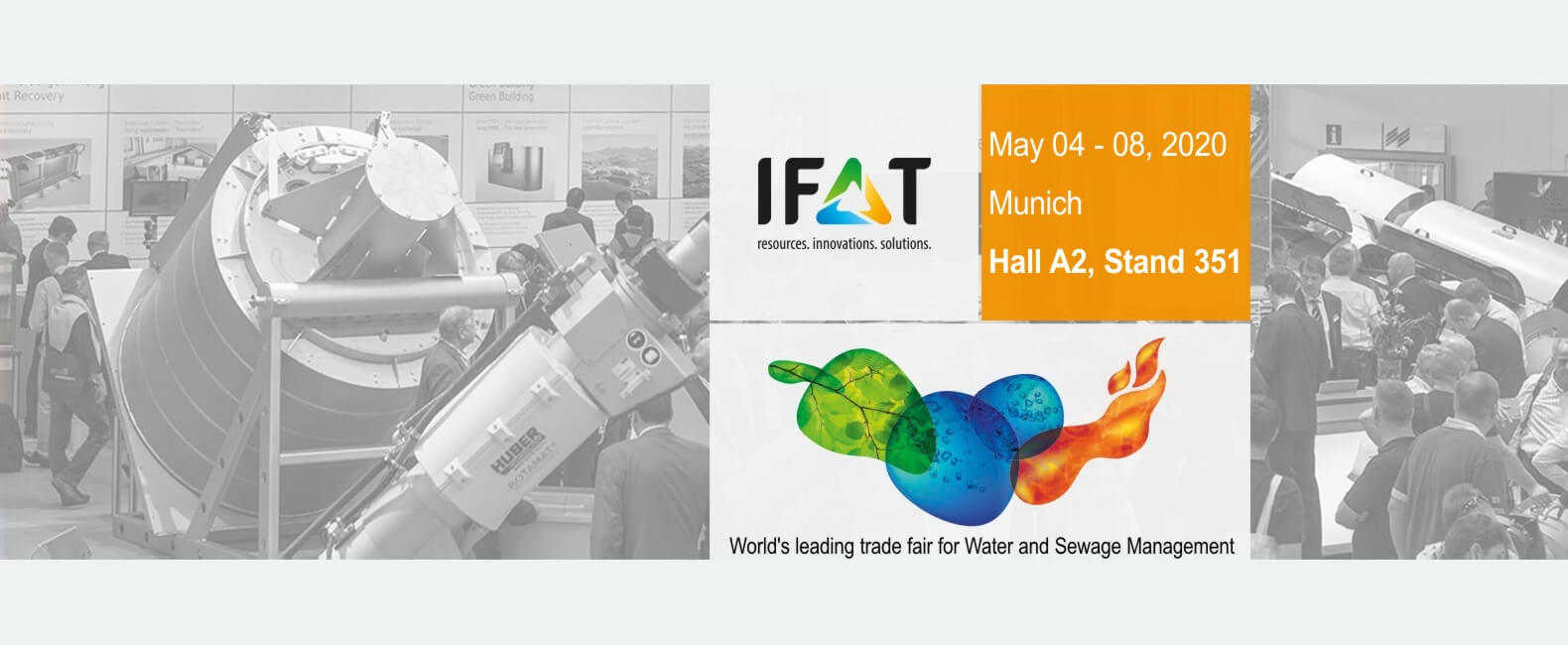 IFAT 2020, Munich IFAT 2020 in Munich: Visit HUBER in Hall A2, stand 351