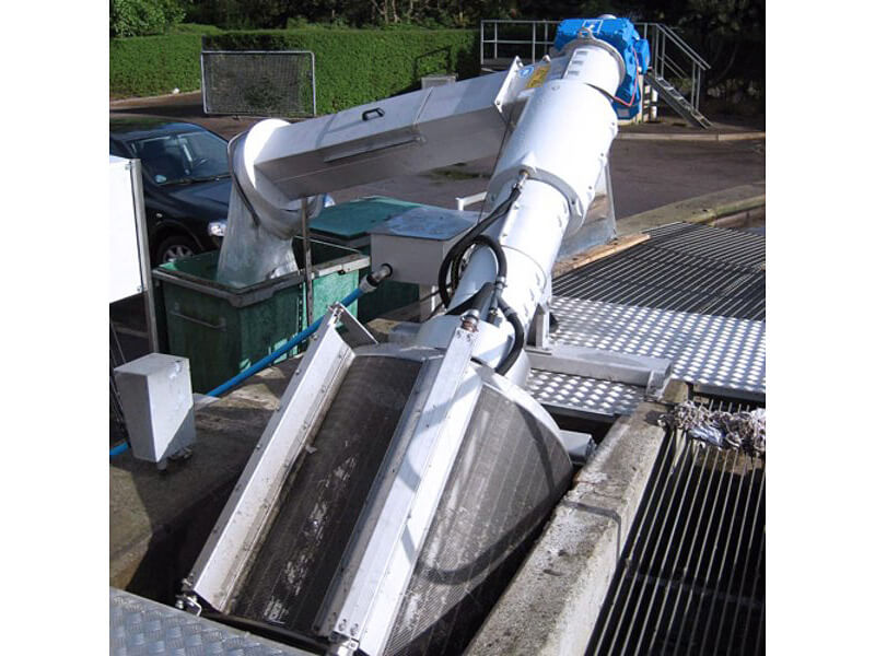 HUBER Rotary Drum Fine Screen ROTAMAT® Ro2 with screenings discharge into a lateral container HUBER Rotary Drum Fine Screen ROTAMAT® Ro2 with screenings discharge into a lateral container