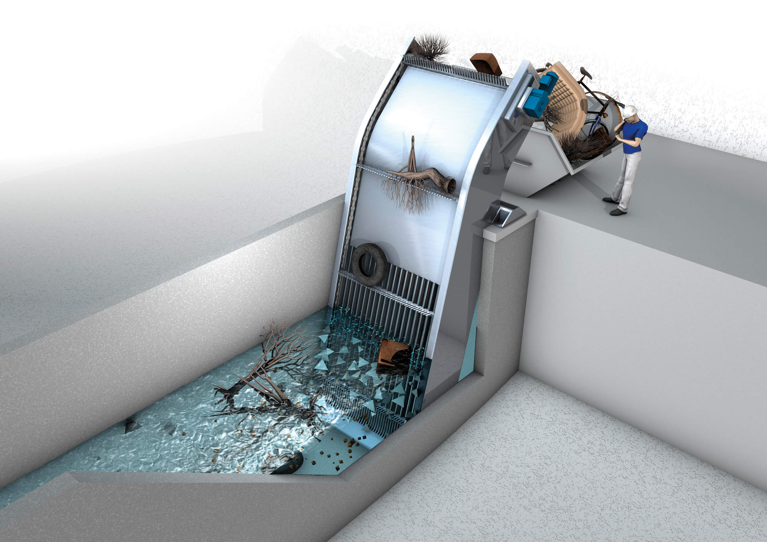 Prinzipskizze: HUBER Grobrechen TrashMax®