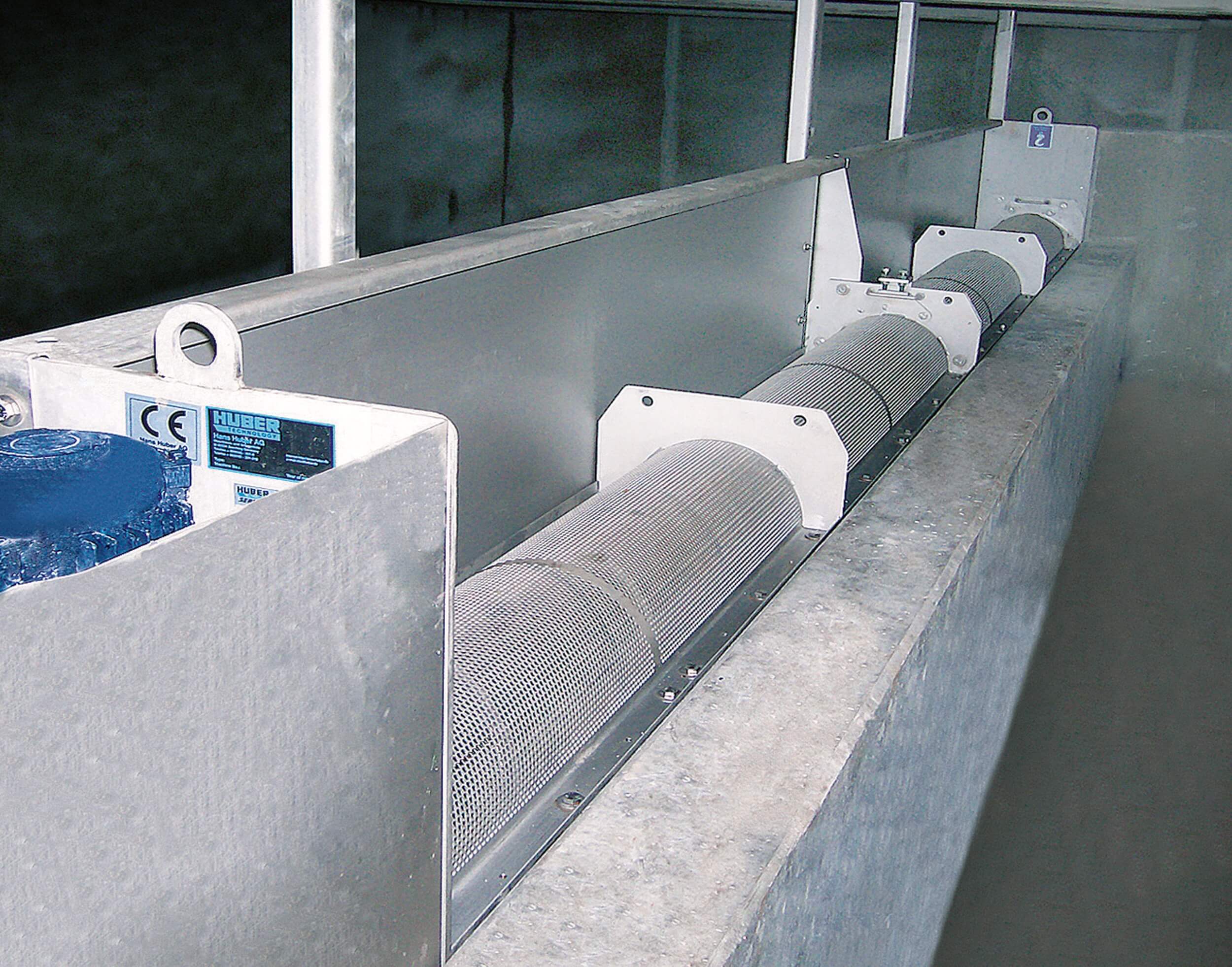 View of the downstream side of a HUBER Storm Screen ROTAMAT® RoK2 View of the downstream side of a HUBER Storm Screen ROTAMAT® RoK2