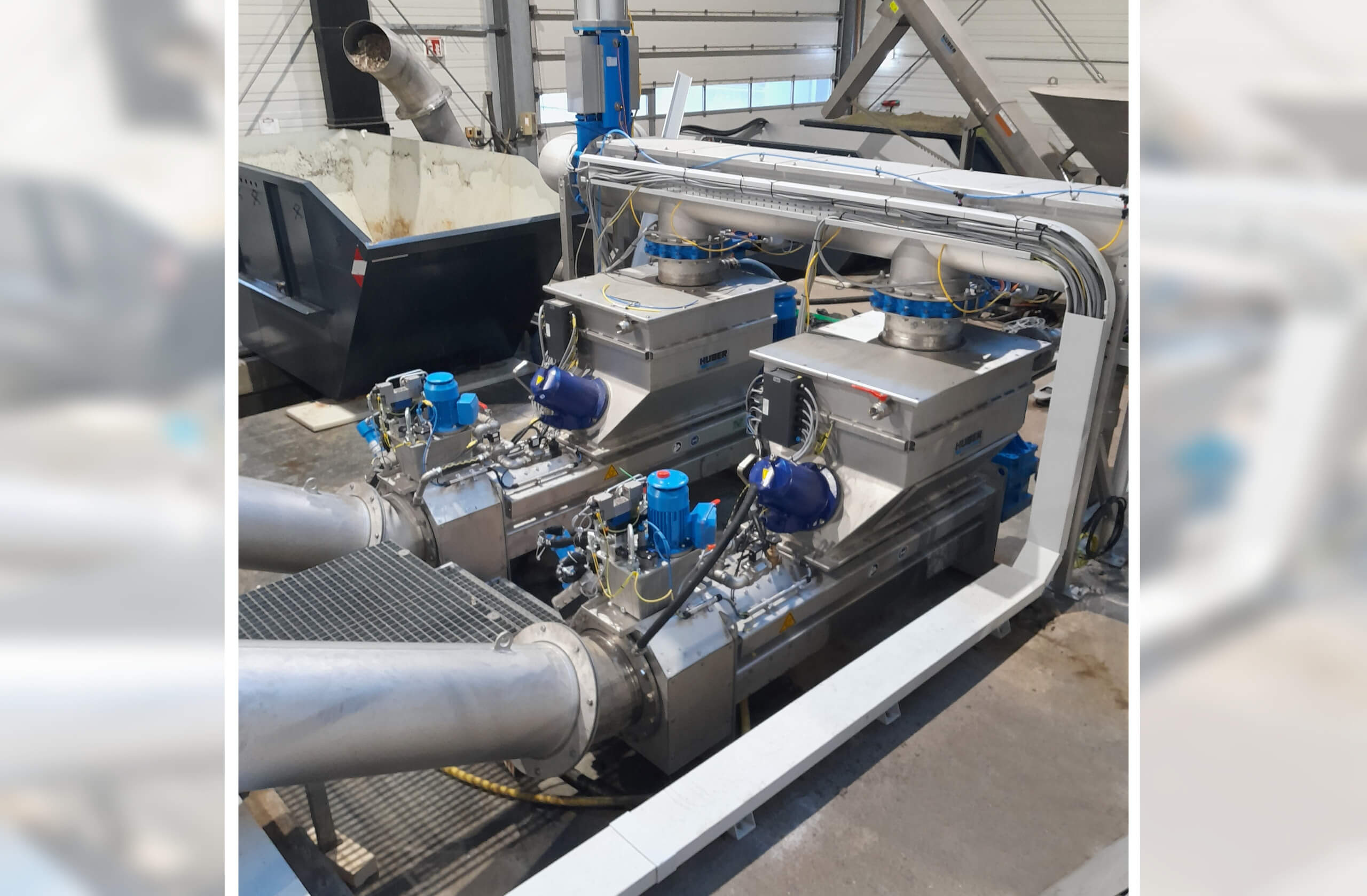 Parallele Installation zweier HUBER Waschpressen WAP® SL HP Zwei HUBER Waschpressen WAP® SL HP 6 in paralleler Anordnung