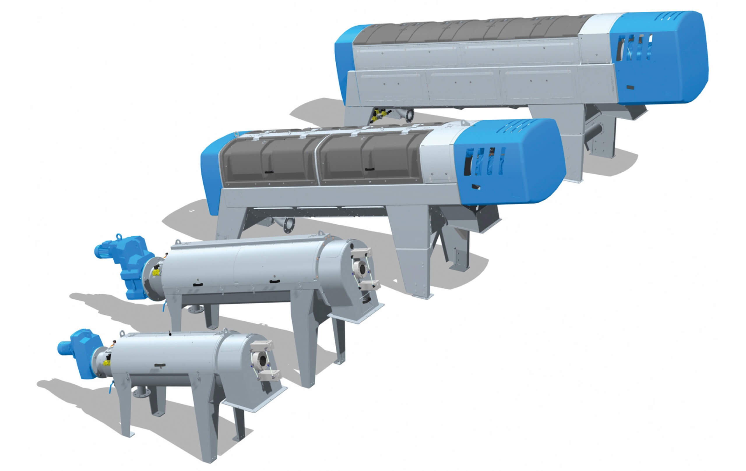 Die HUBER Schneckenpresse Q-PRESS® ist in vier verschiedenenn Größen verfügbar. Die Baugrößen der HUBER Schneckenpresse Q-PRESS®