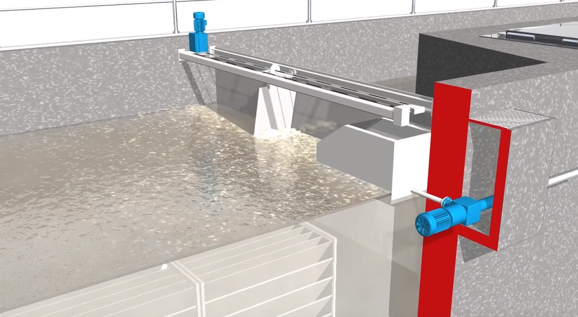 HUBER Grit Trap GritWolf® with integrated lamella separator and paddle system for grease removal - high separation efficiency of up to 75 μm img-blog14-1-gritwolf-paddle